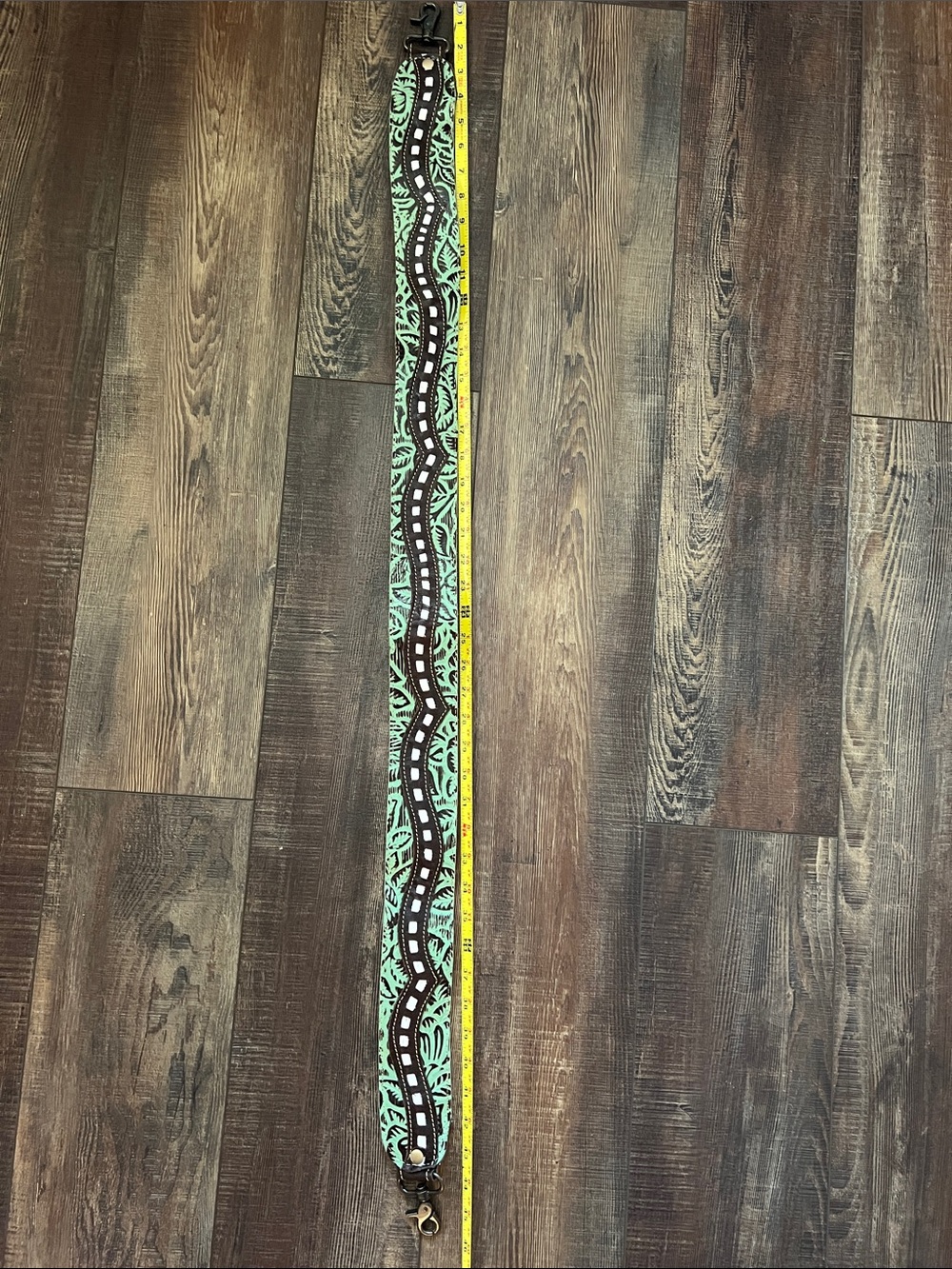 Myra Bag Mint Green and Brown Patterned Laptop Strap